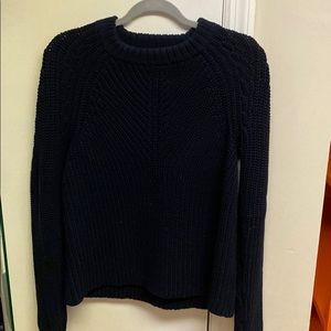 Frame navy blue heavy cable knit sweater